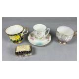 Porcelain Teacups and Trinket Box