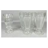 6 Clear Glass Soda Fountain Glasses