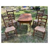 Wood Ladder Back Chairs and Drop-Leaf Table