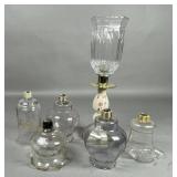Glass Oil Lamp Bases and One Lamp