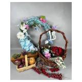 Home Decor Lot with Baskets and Sconce