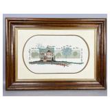 Framed Needlework of House Scene