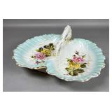 German Porcelain Divided Dish with Floral Mot