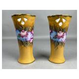Hand-Painted Porcelain Vases, 6 Inches, Pair