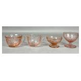 Pink Depression Glass Cups and Bowls Assort.