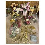 Artificial Flowers and Brass Decor