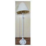 White Metal Floor Lamp With Pleated Shade