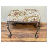 Upholstered Stool with Wrought Iron Base