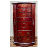 Wooden Jewelry Armoire with Mirror and Draws