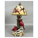 Table Lamp with Cardinal Bird Figures