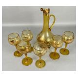Gold Luster Glass Decanter and Cordial Set
