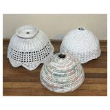 Three Woven Wicker Lamp Shades