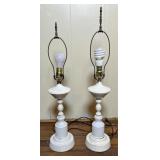White Hobnail Glass Table Lamps