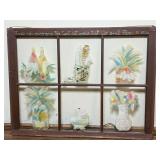 Framed Mixed Media Floral Wall Art with Glass