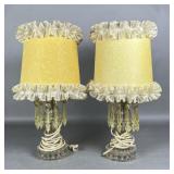 Glass Table Lamps with Fabric Shades