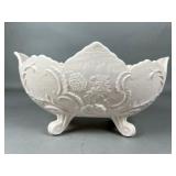 Embossed Milk Glass Footed Bowl