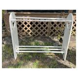 White Painted Wood Quilt Rack with Heart Cut,