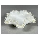 White Ruffled Edge Glass Bowl