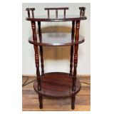 Three-Tier Wooden Side Table with Spindles