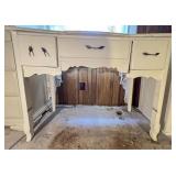Painted Wood Vanity Table with Mirror