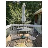 Metal Patio Table Set with Four Chairs and an