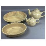 Embossed Ceramic Serveware and Teapots Set