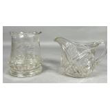 Pressed and Etched Glass Sugar and Creamer