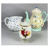 Ceramic Pitcher, Pioneer Woman Teapot, and Lg
