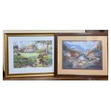Framed Cottage Landscape Prints by Jost and D