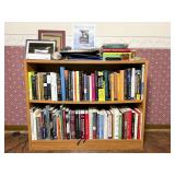 Wood Bookcase With Books and Assorted Items