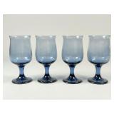 4 Blue Stemmed Water Goblets