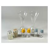 Glass Vases and Assorted Salt and Pepper Shakers