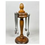 Wooden Stand with Four Metal Spoons
