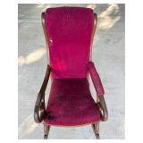 Wooden Rocking Chair with Red Upholstery