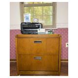Wood Two-Drawer File Cabinet and Office Electronic