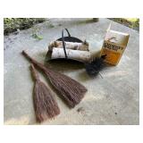 Fireplace Tool Set With Brooms And Chimney Brush