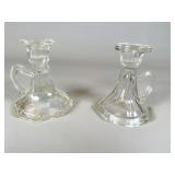 Clear Pressed Glass Candle Holders