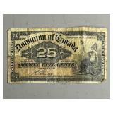 Dominion of Canada 25 Cents Banknote 1900