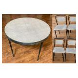 Round Metal Table with Textured Top and four chair
