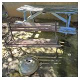 Wood and Cast Iron Garden Bench and Picnic Table