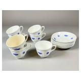 Arcopal France Blue Floral Teacup and Saucer Set