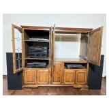 Oak Entertainment Center with Audio Components