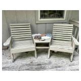 Wooden Outdoor Slat Chairs and Cushions