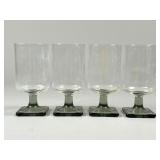 Four Square Base Clear Glass Goblets
