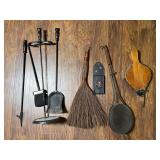 Fireplace Tool Set, Bellows, and Hearth Broom
