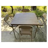 Folding Card Table with Four Metal Chairs
