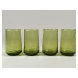 Four Green Glass Tumblers