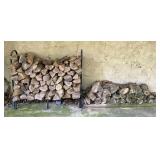 Firewood Lot With Metal Log Rack