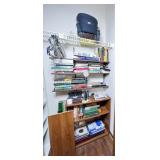 Wooden Bookcase with Books and Accessories
