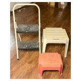 Metal Step Stool And Two Plastic Stools